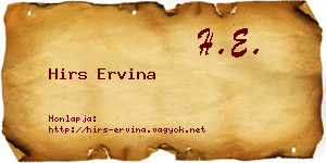 Hirs Ervina névjegykártya